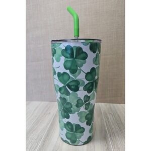 St. Patrick's Day Double Wall‎ Insulation Stainless Steel 30oz Tumbler Straw NWT